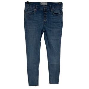 Free People Button Fly Raw Hem Skinny Jeans Womens Size 28